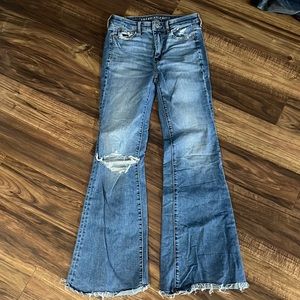 American eagle frayed flare jeans